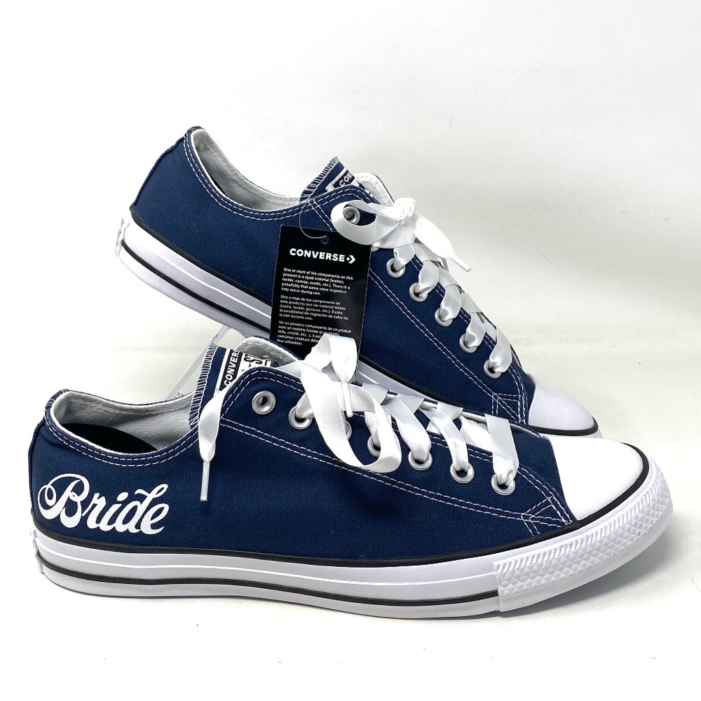 Converse Ctas Low Top White Blue Wedding Canvas Men Sneakers Custom 171213C-BUWH